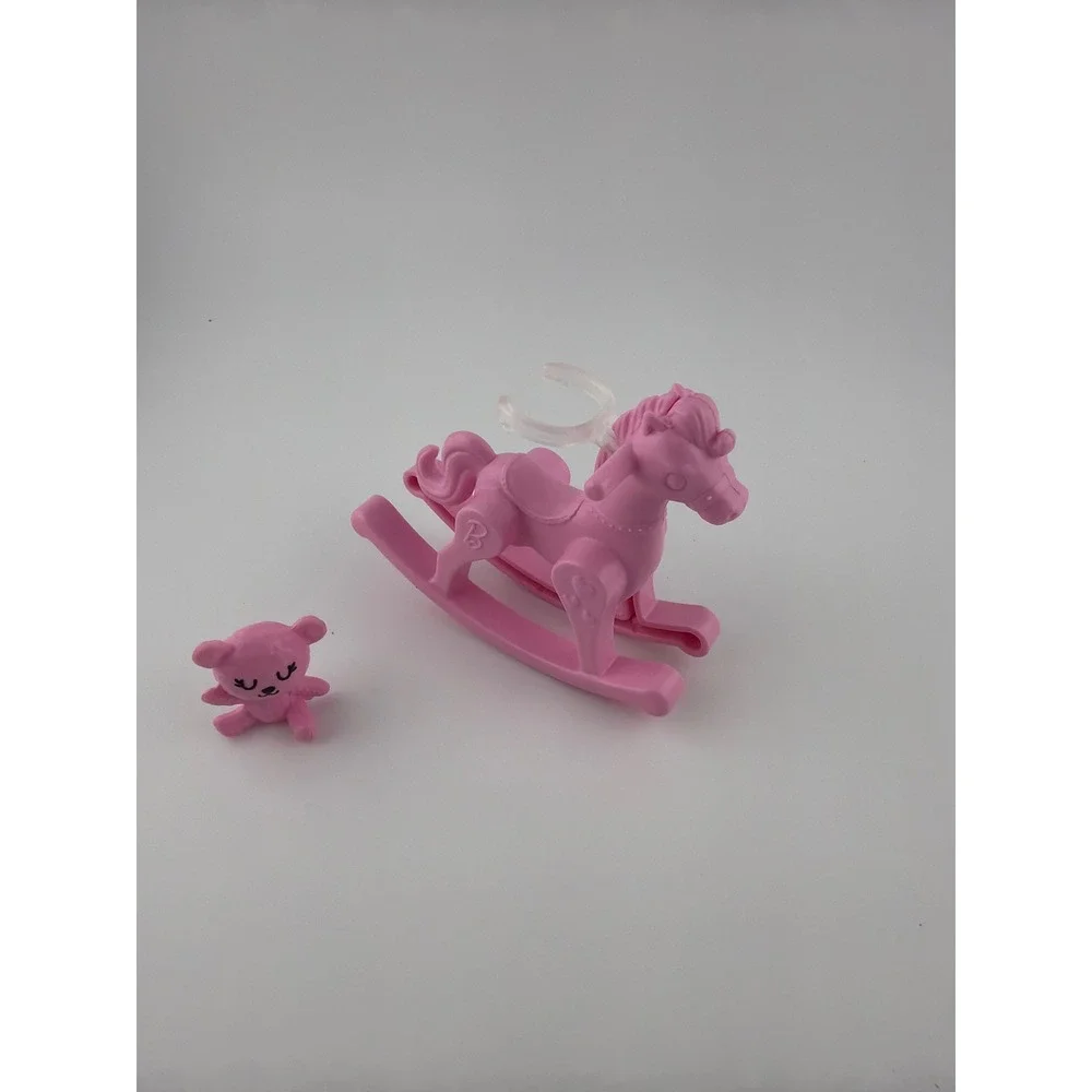 Barbie Rocking Horse and Teddy Bear Pink Miniature Toy Set Y2K‎ Coquette Retro